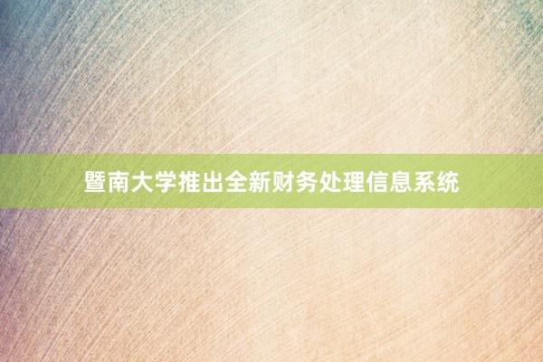 暨南大学推出全新财务处理信息系统